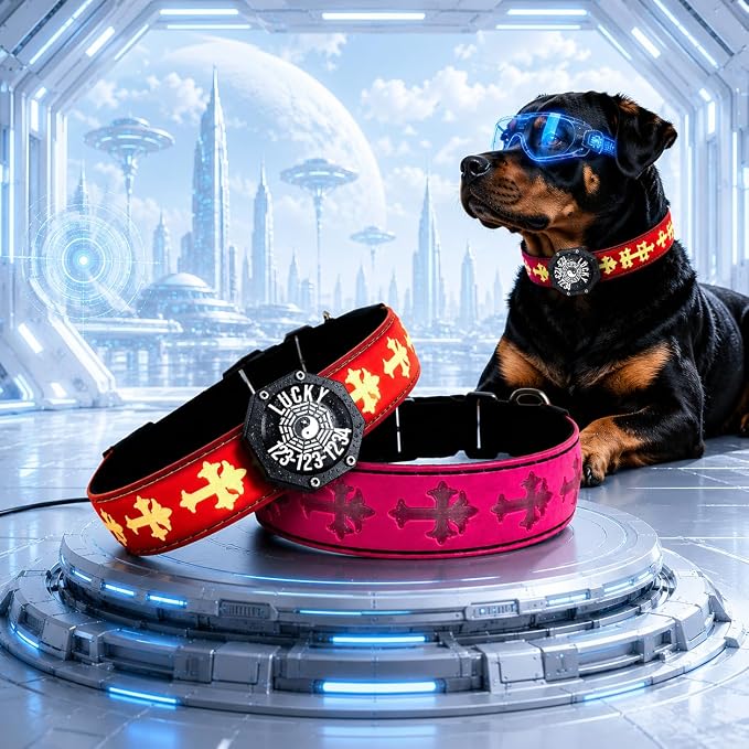 Light Up Glow Dog Collar with Chinese Style AirTag Holder