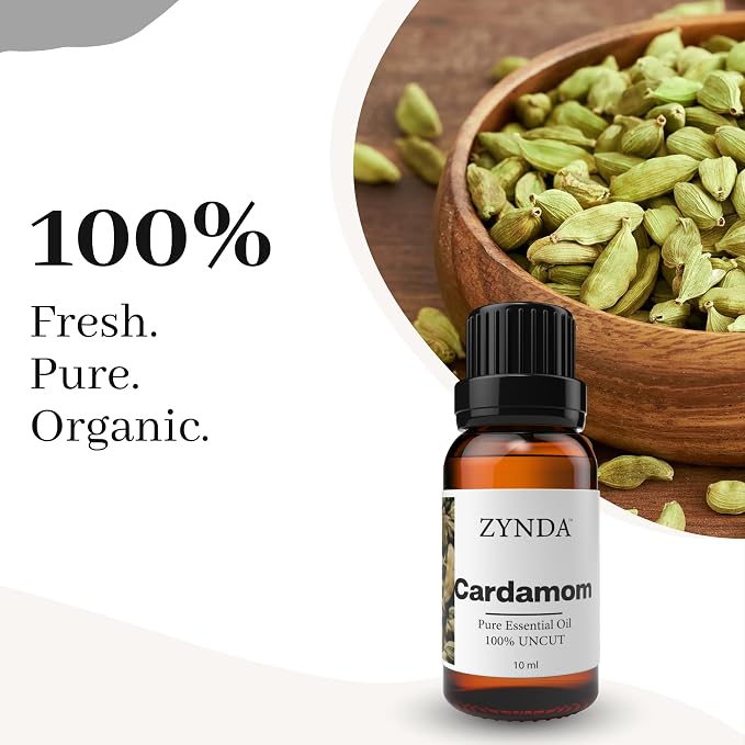 Cardamom Essential Oil – 100% Pure & Natural Aromatherapy Oils | Warm Cardamom Oil for Skin, Hair & Diffuser | Essential Oils for Relaxation & Wellness | Lab-Tested – Made in USA, 10mL