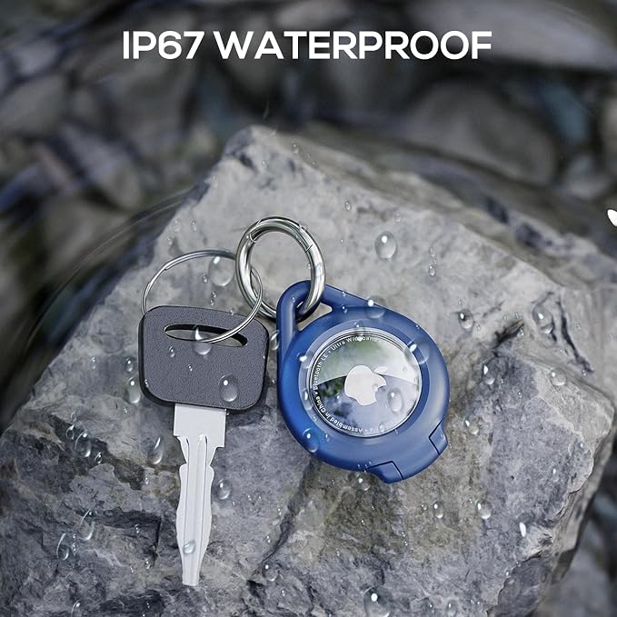 typecase IP67 Waterproof AirTag Holder, 4-Pack Keychain Case, Black/Blue | Compatible with Apple AirTag 1st/2nd Gen, ABS + PC shell, 4 clips for keys, luggage, bags & pet collars, AirTag not included