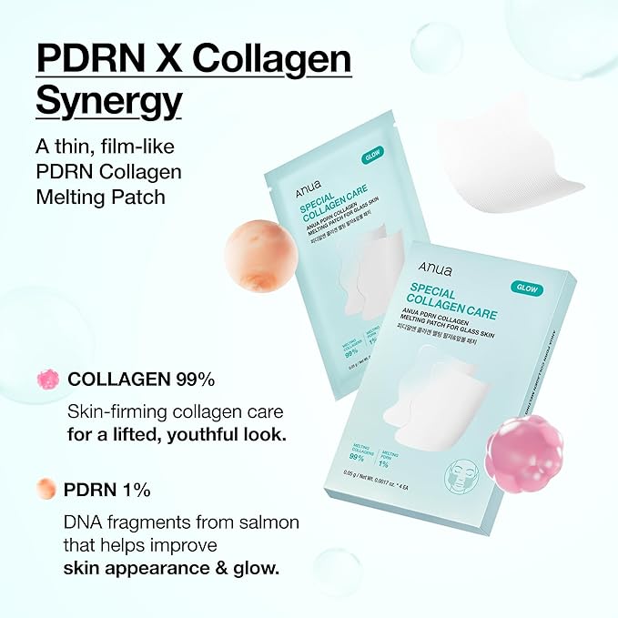 Anua Salmon DNA PDRN Collagen Melting Patch for Glass skin, Smile Line Patches, Wrinkle Patches, Melting Thin Collagen Patch, Firming for Fine Lines, Glow, Hydrating, Korean Skincare, 2 Pairs x 4EA