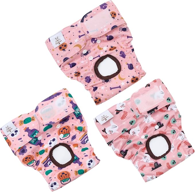 CuteBone Dog Diapers Female Washable Small Medium Large 3 Pack Reusable Doggie Diapers Puppy Period Pants for Doggy Heat Cycle Peeing