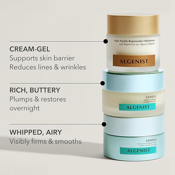 Algenist GENIUS Ultimate Anti-Aging Cream, Travel Size - Vegan Firming & Smoothing Moisturizer with Alguronic Acid & Microalgae Oil - Non-Comedogenic & Hypoallergenic Skincare (0.5 oz)