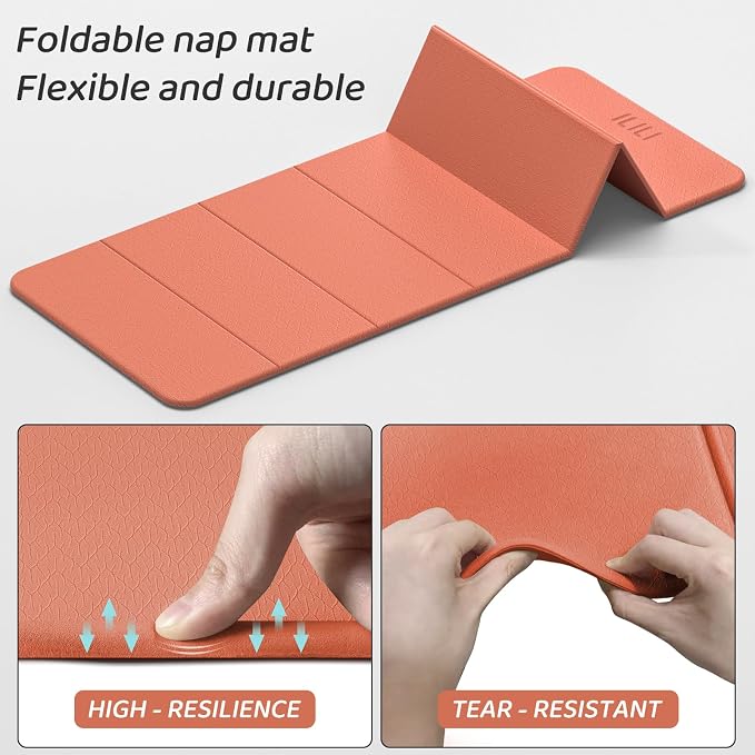 ILILI Foldable Yoga Mat 71 * 24 * 0.3'' - TPE Non-Slip Fitness Mat for Home，Waterproof & Lightweight (2lb) for Home Gym, Pilates & Stretching,Fitness Workouts