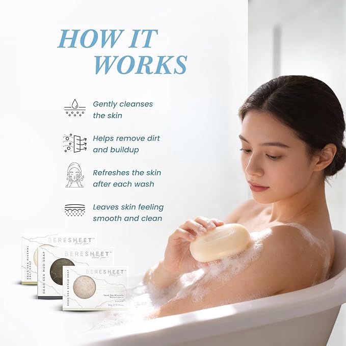 Mineral Salt Soap Bar Tri-Set – Natural Exfoliating & Hydrating Cleanser for Face & Body – Enriched with Magnesium, Potassium & Calcium – Gentle Daily Skincare (3 × 90g)