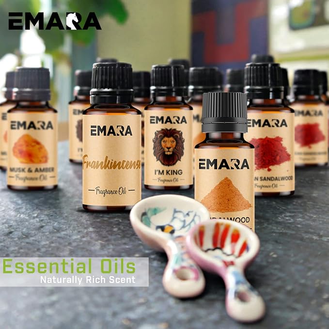 EMARA All Natural Earthy Frankincense Essential Oil for Diffusers, Skin Care, Aromatherapy Fragrance Oil, Organic Therapeutic Grade 15 mL (1/2 fl oz)