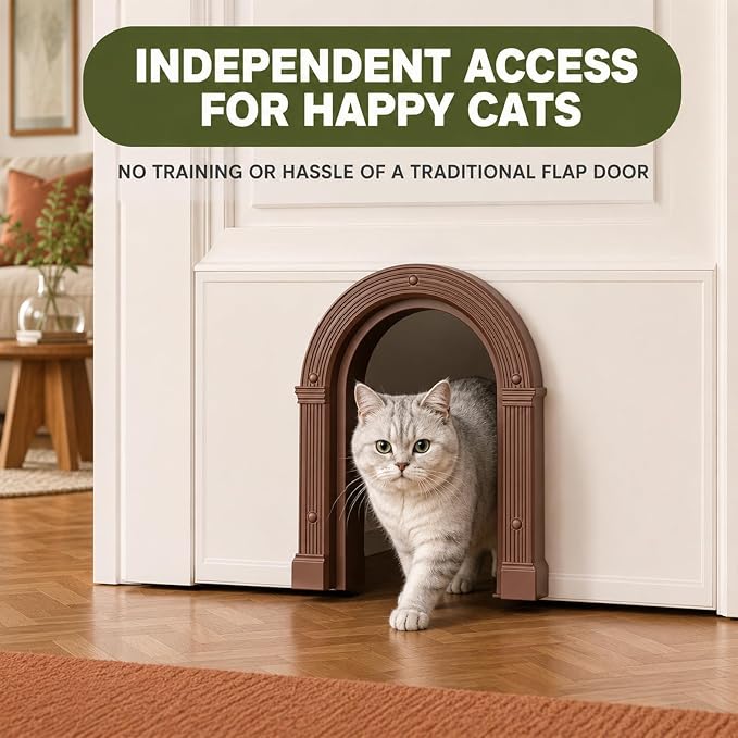 Cat Door for Interior Doors Large Cat Door for Cats Up to 25 lbs No-Flap