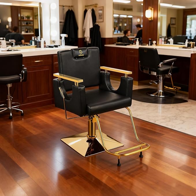 Heavy Duty Barber Chair, 360° Swivel Reclining Salon Chair for Hair Stylist, Height Adjustable Hydraulic Hairdressing Chair with Footrest for Barber Shop, Beauty Salon, Hairdressers
