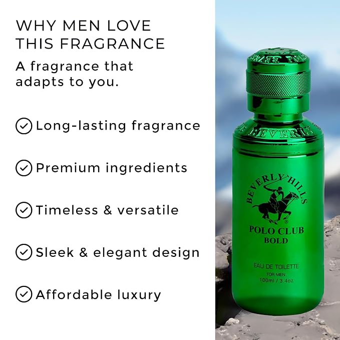 Beverly Hills Polo Club BOLD Eau de Toilette Bonus Pack for Men | 3.4 Fl Oz | Long-Lasting, Sophisticated Fresh Spicy Woody Fragrance | Signature Scent for Confidence
