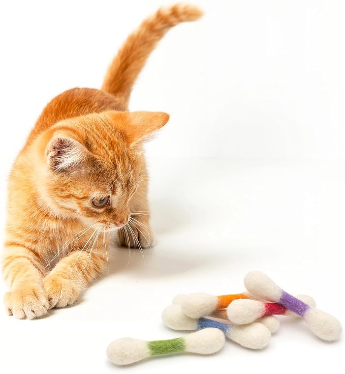 Glaciart One MINI Swabs Cat Toys with Catnip - 6 Pk | Durable for Chew, Cute Cat Toys Interactive Kitty for Boredom, Exercise, & Play | Filled w/Organic Catnip for Anxiety & as Digestive Aid