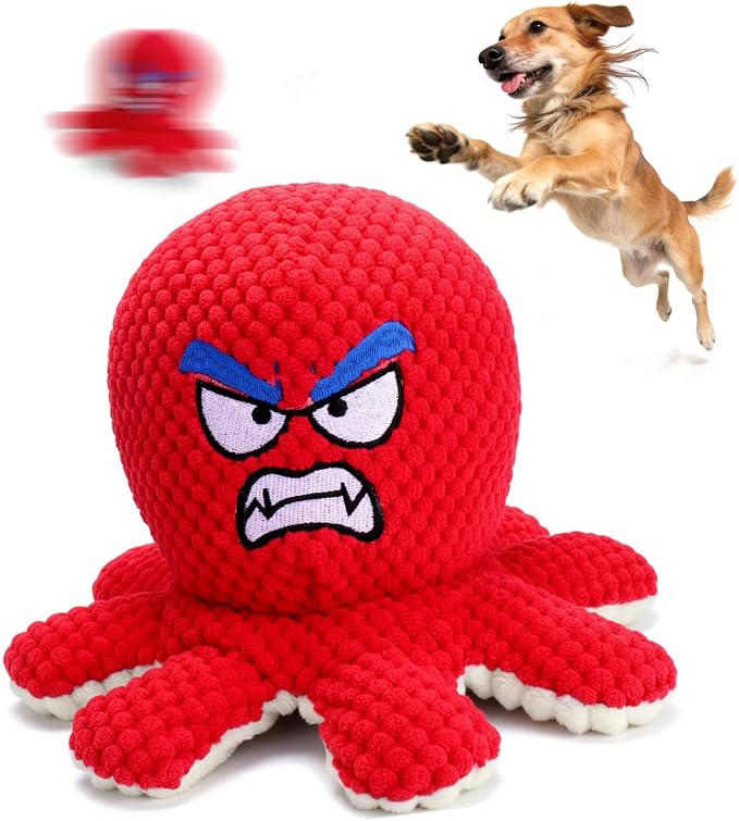 Mity rain Interactive Dog Toys with Thicken Plush, Moving Dog Toy | with Recording Mode Shaking & Singing Mode Bouncing, Funny Ball Jumping to Keep Them Busy & Chase, Rechargeable (Octopus)