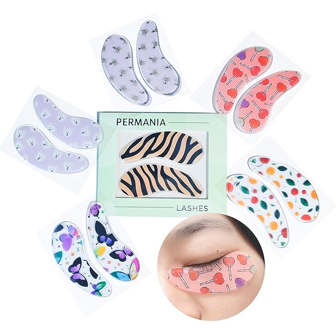 PERMANIA Under Eye Patch Silicone for Lash Lift & Lash Extensions Remover, Cute Cartoon Reusable and Soft Makeup Beauty Tools (12 pcs)