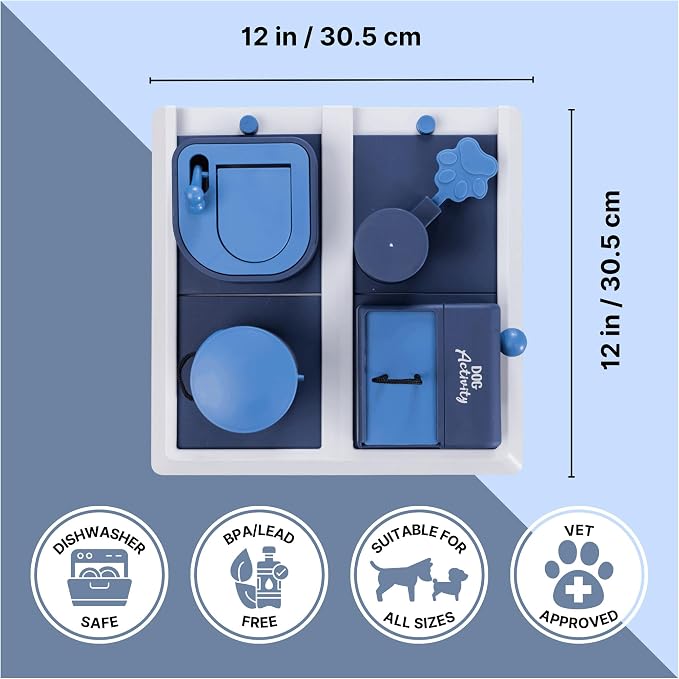 TRIXIE Poker Box 2 Dog Activity Interactive Toy, Level 3 Food Puzzle Game, Brain Teasing Treat Dispenser, IQ and Mental Development Toy for Smart Dogs, Enrichment Toy for Boredom Busting
