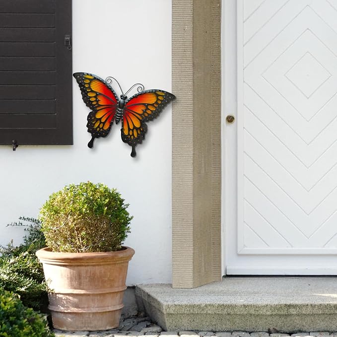 LIFFY Butterfly Wall Decor Butterfly Garden Ornaments Outdoor Indoor Metal Wall Art Decor Home Decorative Hanging Decorations for Room Yard Fence