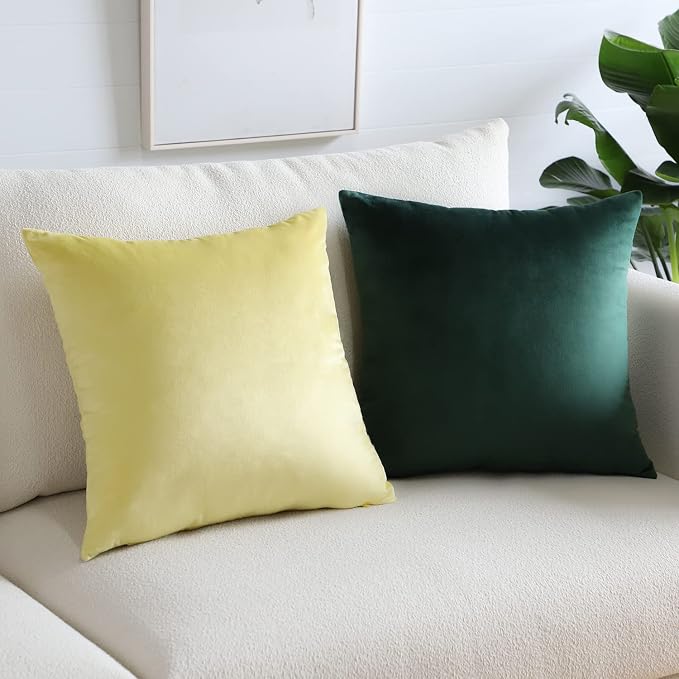 Artscope Luxury Velvet Pillow Covers Super Soft Decorative Square Throw Pillow Covers Case Cushion Covers for Sofa Couch Bedroom Car Decor 22x22 Inch Lemon Yellow