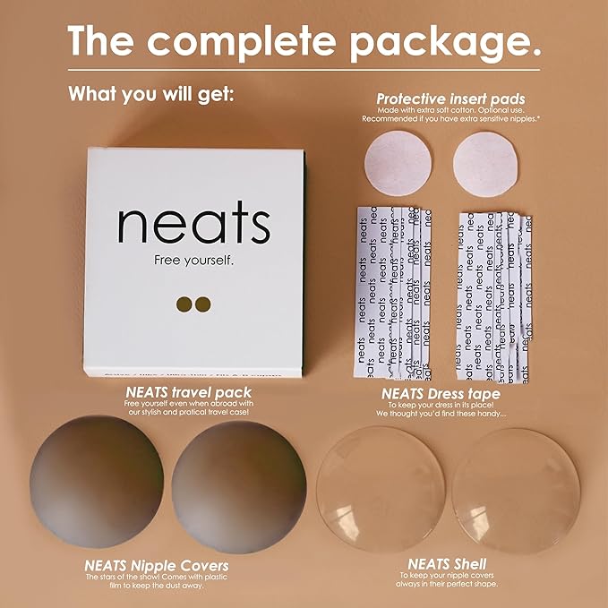 NEATS Nipple Covers for Women, Reusable & Hypoallergenic Adhesive Silicone Pasties