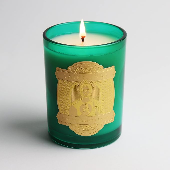 SAINT Jude Scented Candle with Prayer and Prayer Coin | Saint of Impossible Causes - Soy Coconut Aromatherapy Candle with 80 Hour Burn Time, Special Edition