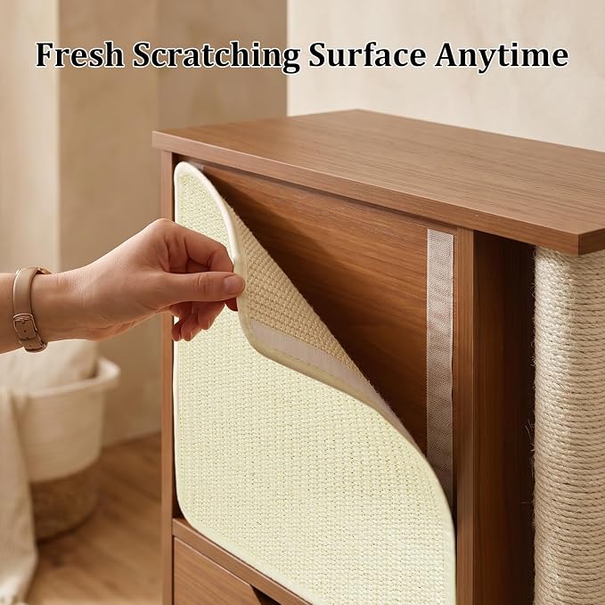 Cat Scratch Side Table with Storage, Couch Protector from Cat Claws | Cat Scratch End Table,Cat Scratch Furniture Protector for Couch, Sisal Cat Scratching Posts,Sisal Scratching Board
