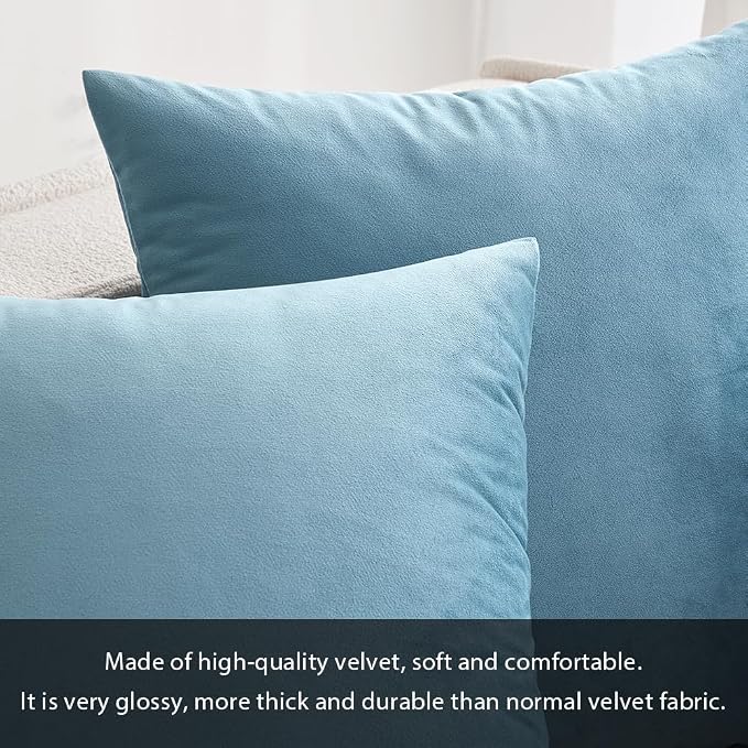 MIULEE 12x20 Inch Lumbar Velvet Throw Pillow Cover Set of 1 Blue Gray | Soft Luxury Decorative Throw Pillow Cover, Single Rectangle Cushion Case, Home Decor for Chair Couch Sofa Bedroom Car Bed