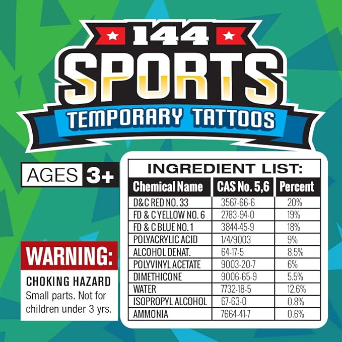 ArtCreativity Sports Individual Pre-Cut Temporary Tattoos for Kids - Pack of 144 Kids Sport Tattoos Non-Toxic 2 Inch - Soccer, Baseball, Football, Basketball Party Favors and Goodie Bag Stuffers