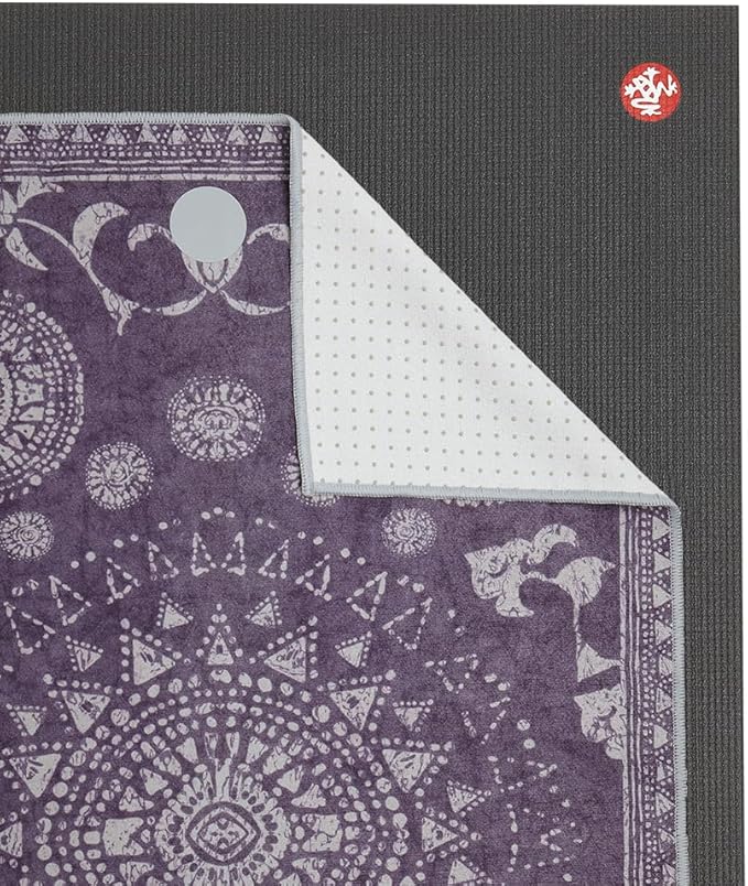 Manduka Yogitoes Hot Yoga Mat Towel - 71" | Moisture Activated Grip | Patented Silicone Nubs | Highly Absorbent, Durable & Easy Care | Made from Recycled Materials | 71 x 24 Inches | Geija Purple
