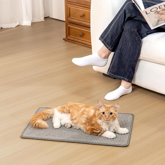 Conlun Cat Scratcher Mat,Natural Sisal Cat Scratch Pad,Horizontal Floor Cat Scratching Pads Rug for Indoor Cats Grinding Claws Nails,Cat Furniture Protector for Couch & Carpets & Sofas | High-density Sisal Cat Scratching Pad Rug, No Fraying, Mess-free,...