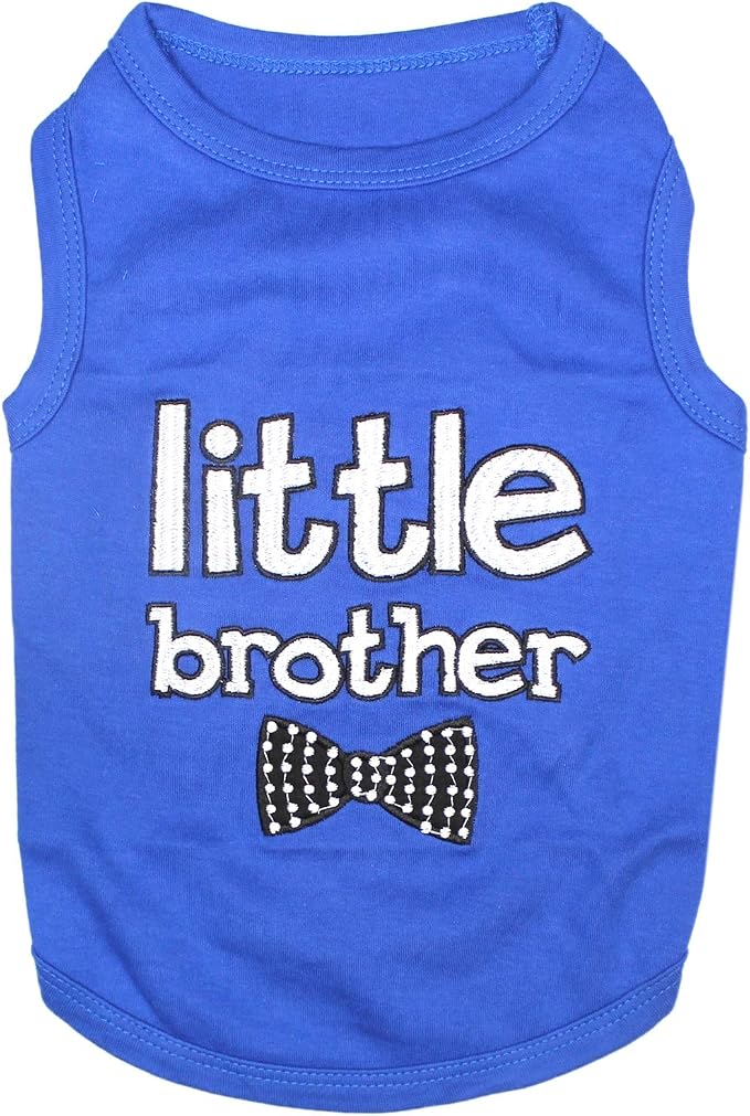 Parisian Pet Dog Shirt – 100% Cotton Shirts for Large Dogs – Blue Sleeveless Pet Clothes – Lightweight and Breathable Dog Apparel – Boy Little Brother Dogs Clothes - Stretchy Pet T Shirts
