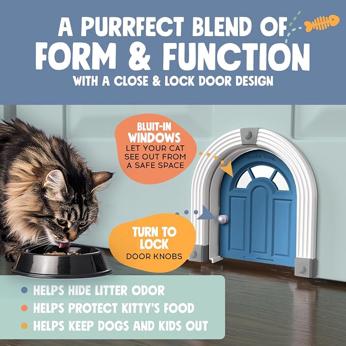 Purrfect Portal Meow Manor® Cat Door Interior Door - No-Flap, Fits Cats Up to 20 lbs, Easy DIY Setup, No Training Needed