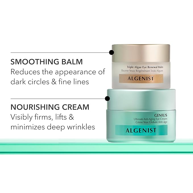 Algenist Triple Algae Eye Renewal Balm - Firming + Smoothing Cream with Alguronic Acid to Help Reduce the Appearance of Dark Circles, Bags, Puffiness, Fine Lines + Wrinkles (0.5 oz)