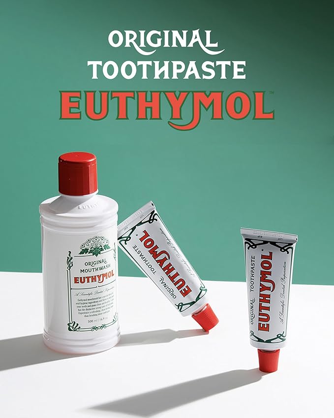 EUTHYMOL Original Toothpaste (3.7fl oz*5, Pack of 5) - Fluoride-Free Toothpaste for Sensitive Teeth & Gum. Bad Breath, Cavity Prevention, 12-Hour Long Lasting Freshness with Wintergreen
