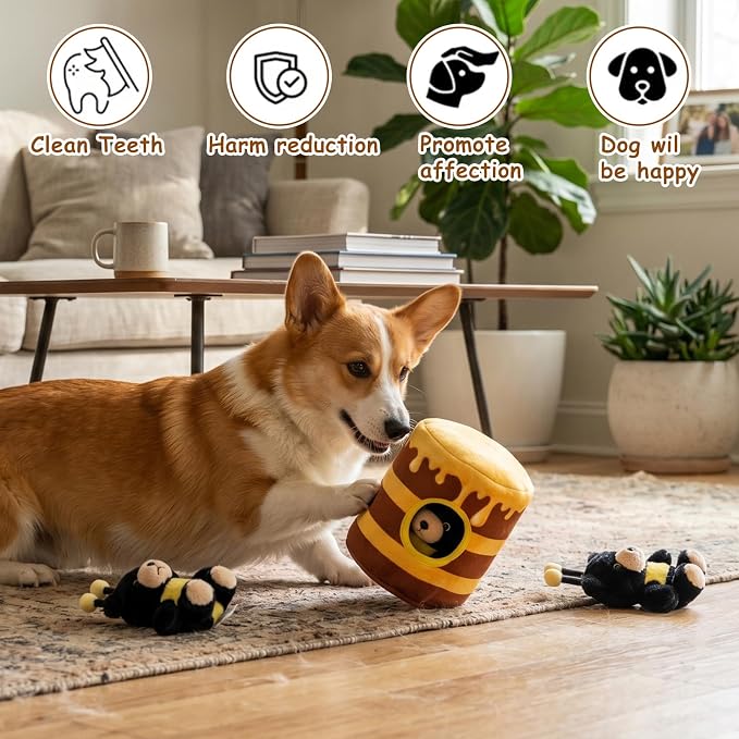 Hollypet Squeaky Hide and Seek Dog Toys for Small and Medium, Honey Pot