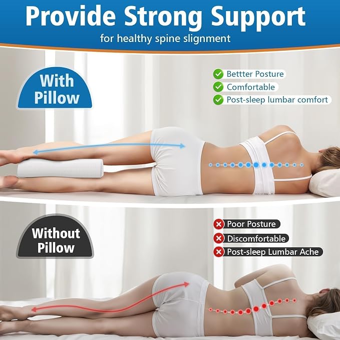 SweetSlubr Knee Pillow for Side Sleepers, Half Moon Memory Foam Bolster Pillow for Legs, Ergonomic Design Wedge Elevation Pillow for Side & Back Sleeping, Under Knee Support, Foot, Ankle, Lumbar,White