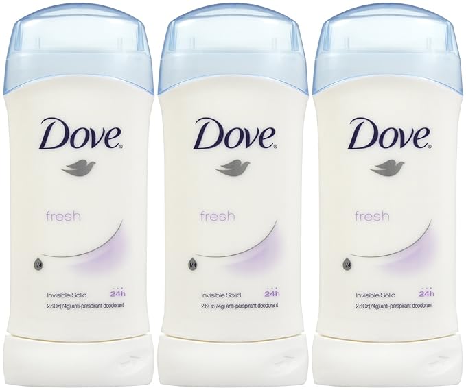 Dove Invisible Solid Deodorant, Fresh, 2.6 Ounce (Pack of 3)