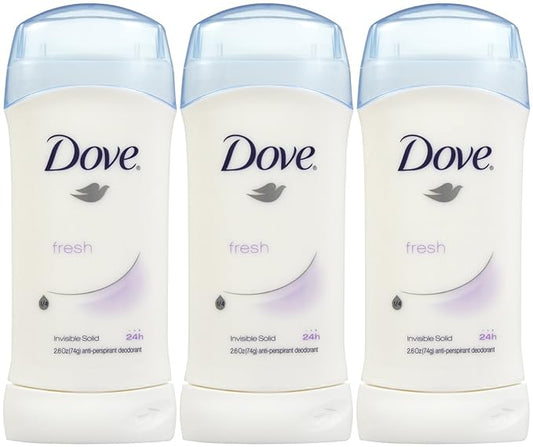 Dove Invisible Solid Deodorant, Fresh, 2.6 Ounce (Pack of 3)