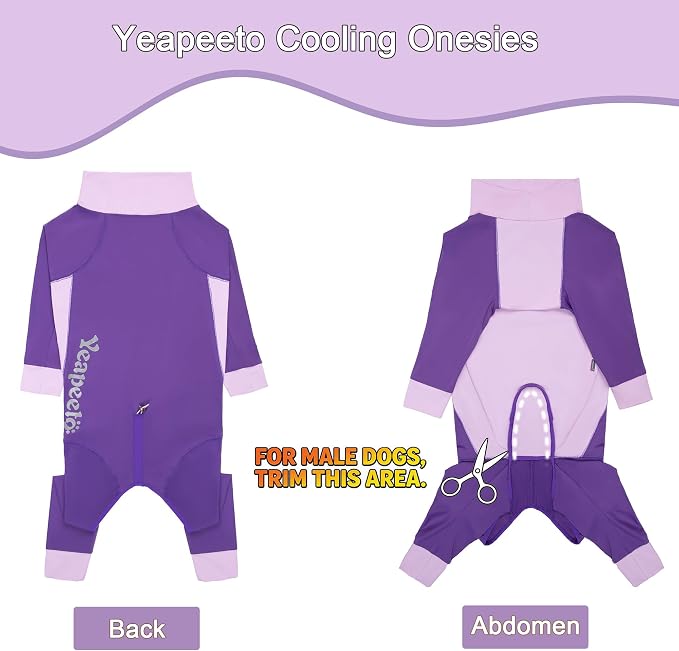 Dog Sun Protection Cooling Suit UPF 50+, Quick-Dry Breathable Jumpsuit for Large & Medium Dogs, Outdoor Dirt-Resistant Shedding Control Pet Apparel (Berry Purple, X-Large)