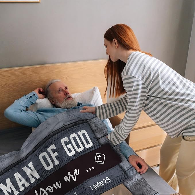 Christian Gifts for Men, Christian Gift Blanket 60"x80", Catholic Gifts, Religious Gifts for Men, Bible Gifts, Spiritual Gifts, Inspirational Gifts, Encouragement Birthday Gifts for Men of God
