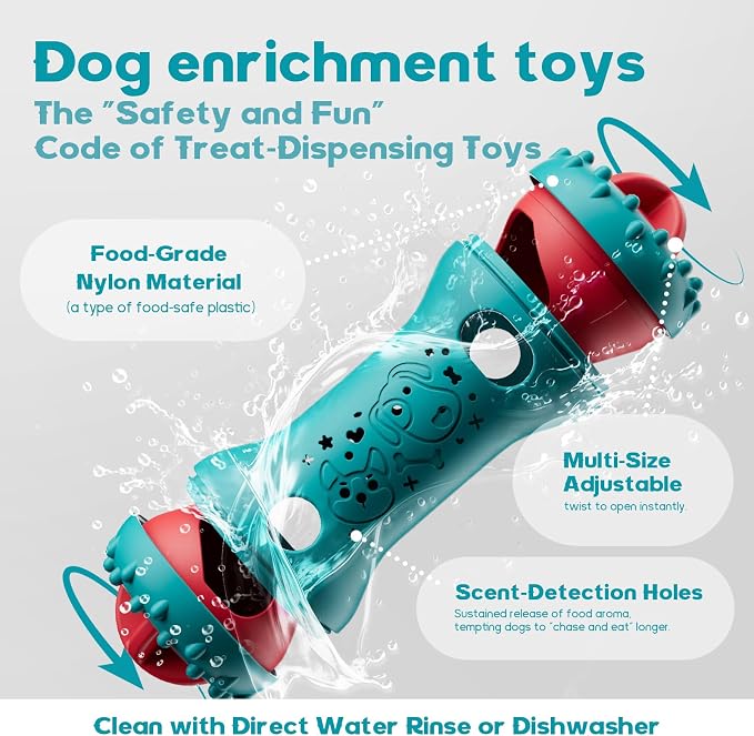 Interactive Dog Toys,Adjustable Treat Dispensing Toy to Keep Them Busy | Dog Enrichment for Brain Stimulation & Cognitive for Puppy Puzzle to Reduce Boredom-Ideal Gift for All Dogs(Rigid Nylon)