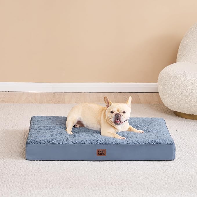 EHEYCIGA Orthopedic Dog Bed Medium with Removable Washable Cover, 30x20 | Egg Crate Foam Support, Durable Oxford fabric, Non-Slip Bottom, Machine Washable, Soft Waterproof Plush Pet Bed Mat For Crate