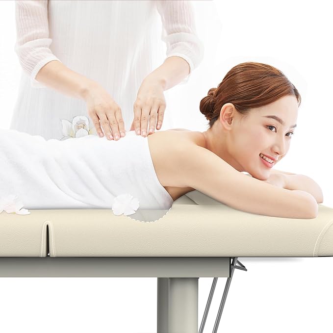 Professional Stationary Massage Table with Adjustable Backrest, PU Leather, Removable Headrest, Metal Frame, Heavy-Duty Spa Bed | Physical Therapy Facial Salon Tattoo Bed - 31.5'' W x 75'' L
