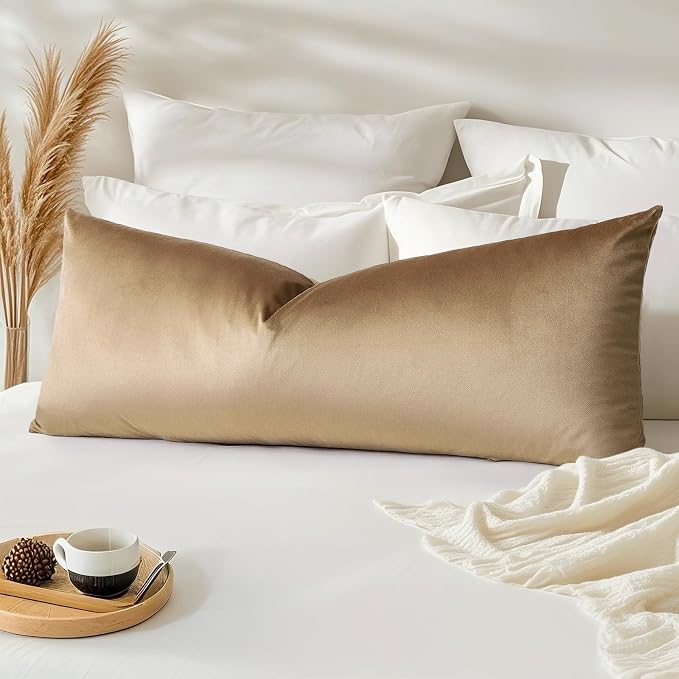 Artscope Luxury Velvet Lumbar Pillow Cover Super Soft Decorative Rectangle Pillowcases Soft Solid Cushion Cases for Couch Sofa Bedroom Car Decor 14x36 Inch Golden Brown