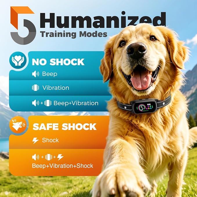 2 Pack Bark Collar for Small Medium Large Dogs with 5 Modes Training Collar