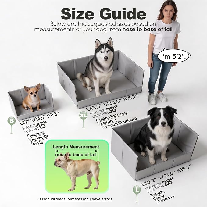 HQ4US Dog Grass Pad with Tray, Foldable Litter Box High Wall, Indoor Potty | Extra Large Easy Clean Puppy Pee Pad Holder with Odor Free Artificial Grass Patch for Dogs Potty, Leakproof, No Assembly