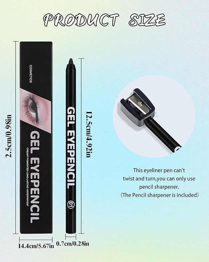 Waterline Gel Eyeliner Pencil, Dark Blue Matte Waterproof Long Lasting Cream Eye Liner Pencils with Sharpener, Hypoallergenic Highly Pigmented Precision Smudge-Proof Eyeliner Makeup Pen for Women-09