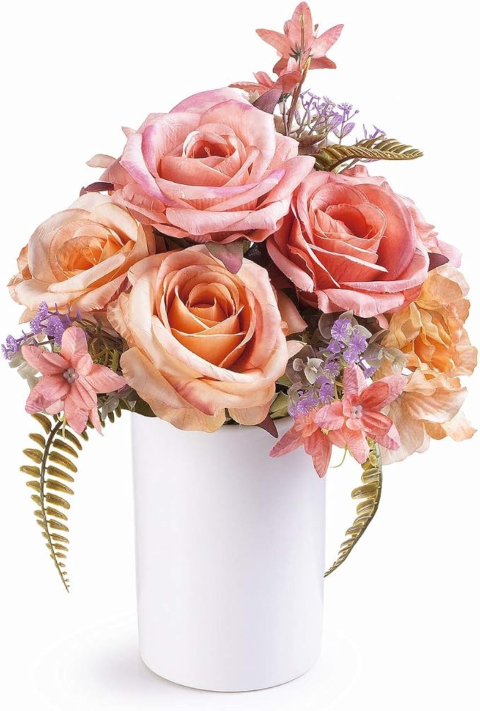 WGV Ceramic Cylinder Vase Width 4" Height 6" Elegant Unique Modern Matte Floral Container Planter Pot Centerpiece for Event Party Wedding Office Home Decor, Smooth White 1 Piece