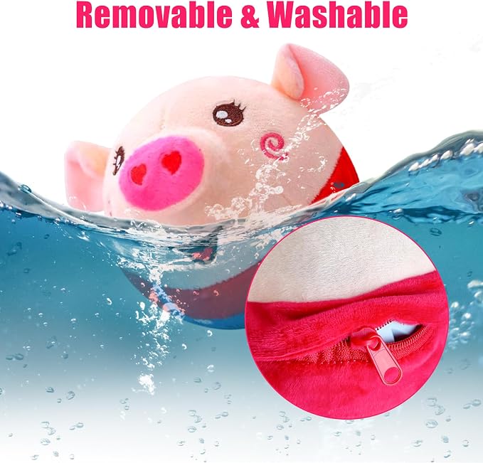 Interactive Plush Dogs Toys, Interactive Puppy Toy Bouncing Rolling Dogs Ball Remote Control Dog Toy with Music, Self Moving Pet Toys for Small/Medium/Large Bored Dog to Keep Them Busy(Pig)