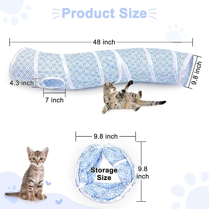 Glittme S-Shape Cat Tunnel, Foldable Cat Tunnels for Indoor Cats