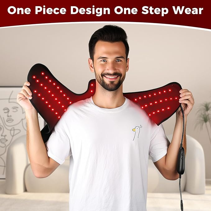 Red Light Therapy for Neck and Shoulder Heating Pad, Red Light Therapy Mat for Body with 660nm & 850nm, 210 LEDs redlight with Adjustable Timer & Intensity, Gifts for Women Men