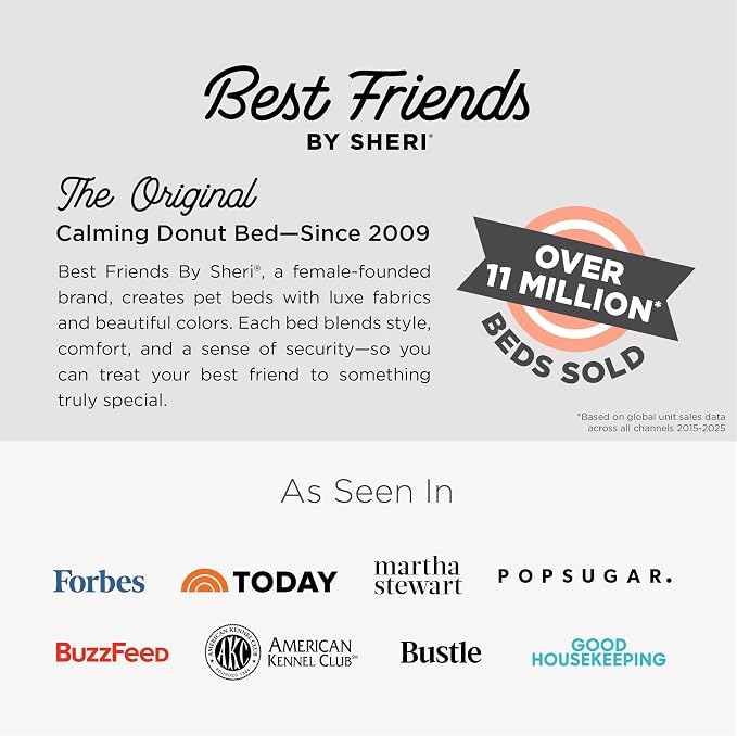 Best Friends by Sheri Original Calming Donut Dog Bed, Taupe, Medium, 30" | Machine-Washable Cover, Shag Faux Fur, Orthopedic Support, Sense of Security, Water-Resistant Base, Medium Dogs Up to 45 lbs