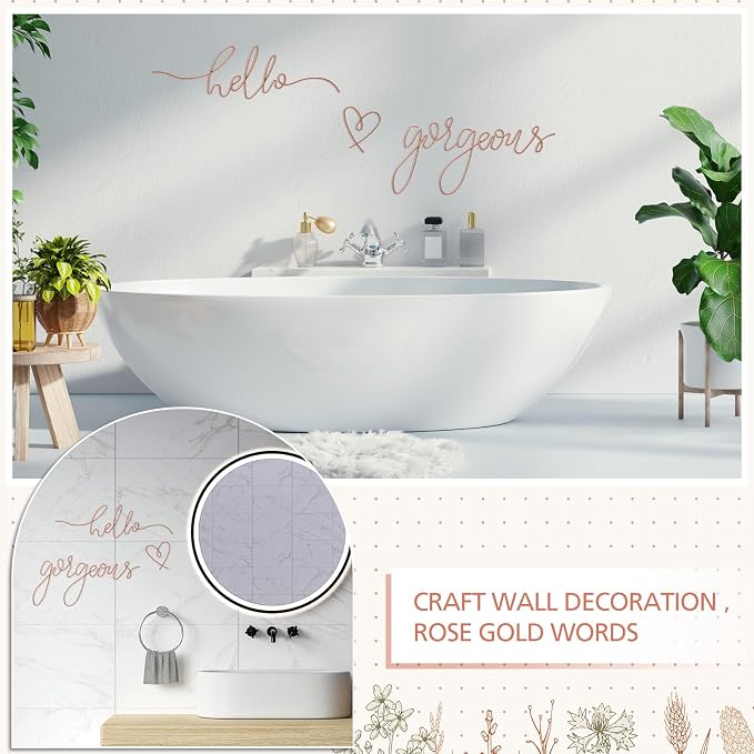 Metal Hello Gorgeous Wall Art Minimalist Wall Decor,Rose Gold,Classic | for Bedroom Bathroom Living Room Dressing Room Salon Vanity Office Home Decoration, Easy to Install