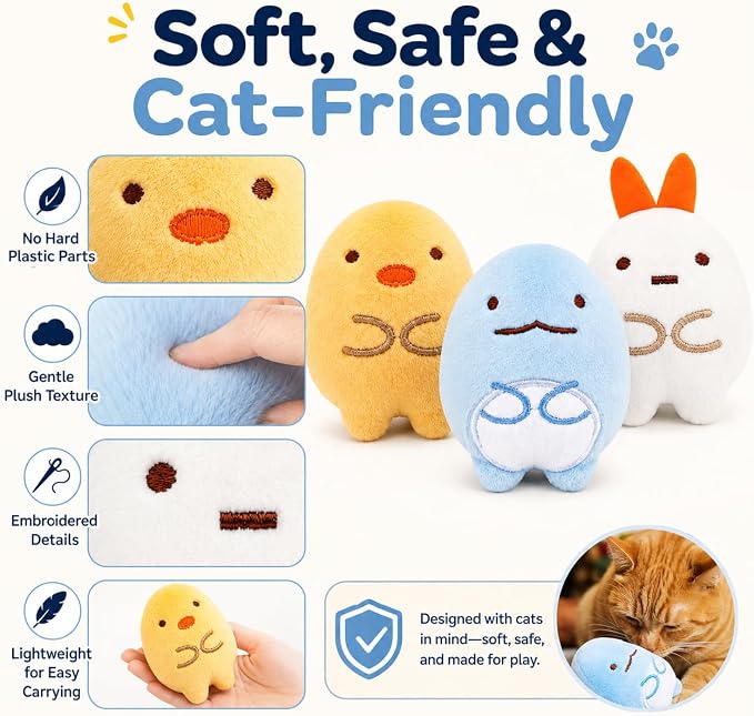 6 Pack Catnip Toys for Cats – Plush Interactive Cat Toys for Indoor Cats & Kittens – Soft Catnip Filled Chew, Kick & Toss Toys – Cute Assorted Plush Characters for Stress Relief & Exercise