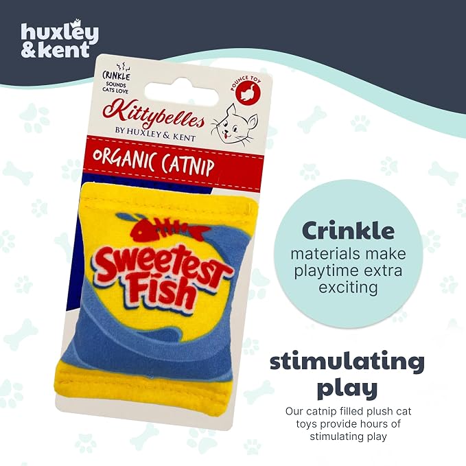 Huxley & Kent Plush Crinkle Catnip Cat Toy, Sweetest Fish